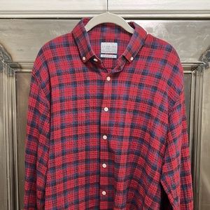 Ledbury, limited edition button down shirt. Red and blue. Size 17 - Tailored Fit